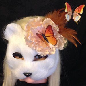 white fur animal theme mask OS
